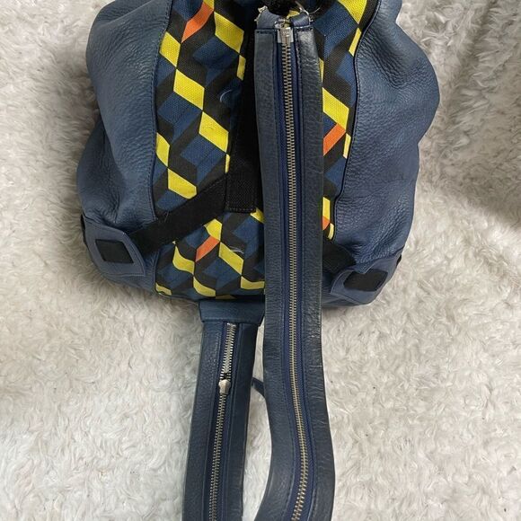 Schuyler & Sons Philadelphia leather Bleu & multi color backpack/Sling b… - Picture 5 of 16